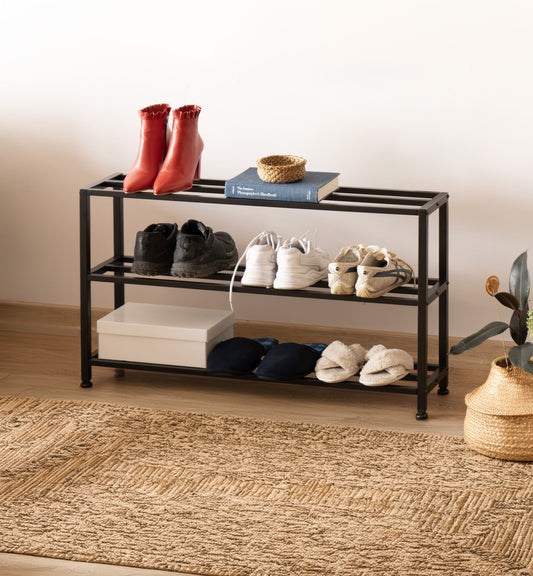 3 Tier Metal Shoe Rack, Hallway Organiser, Shoe Storage