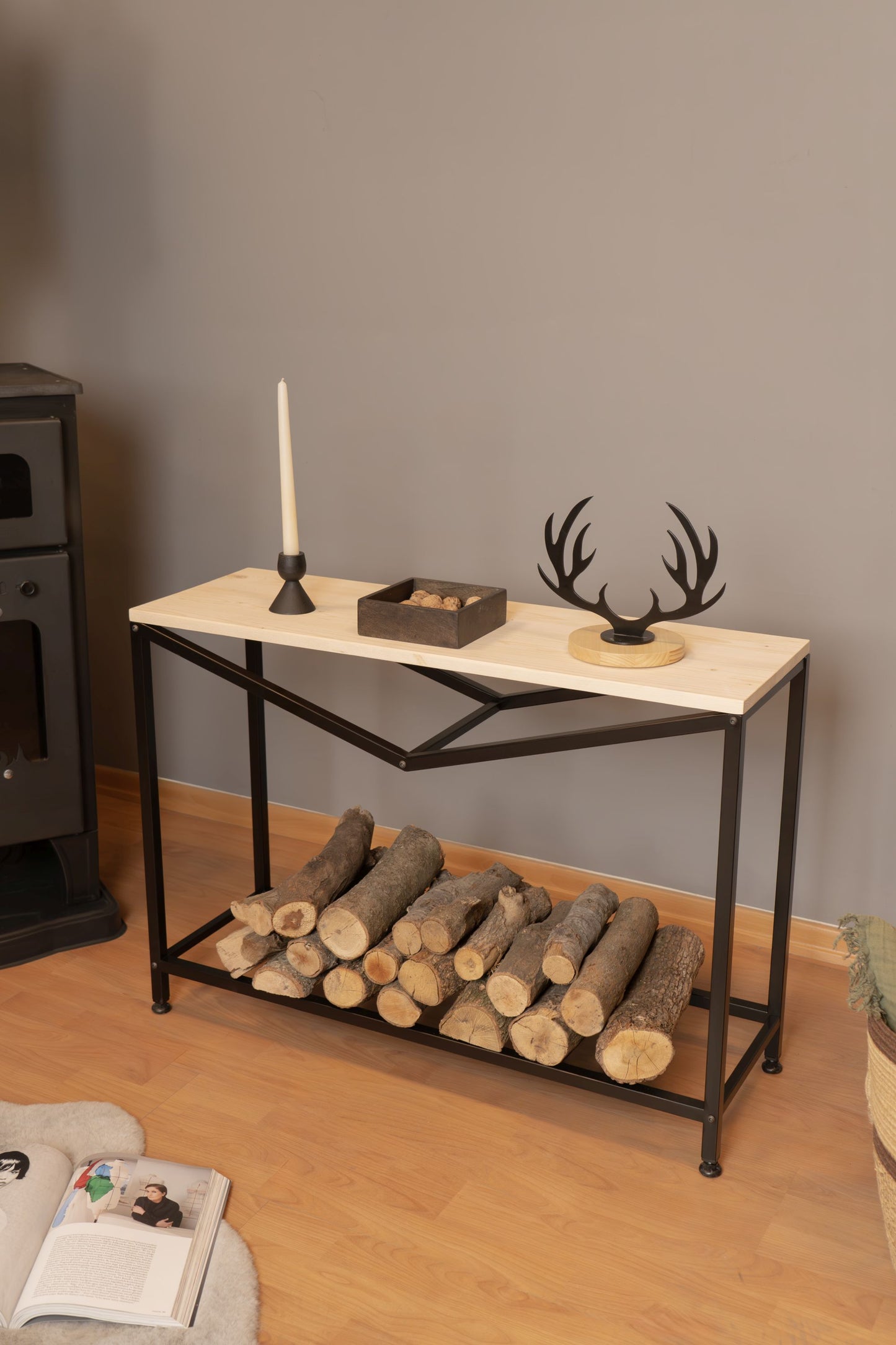 Metal Log Rack for Firewood Storage, Firewood Holder, Firewood Organiser