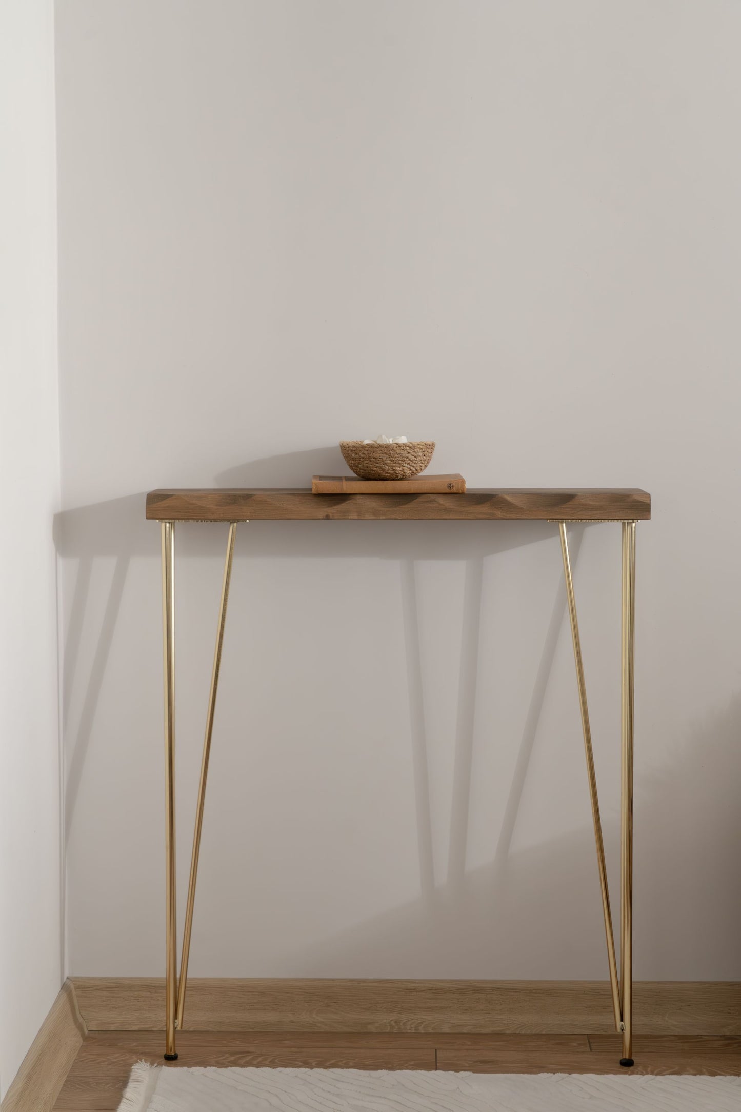 Natural Wood Gold Leg Dresuaruar, Radiator shelf,