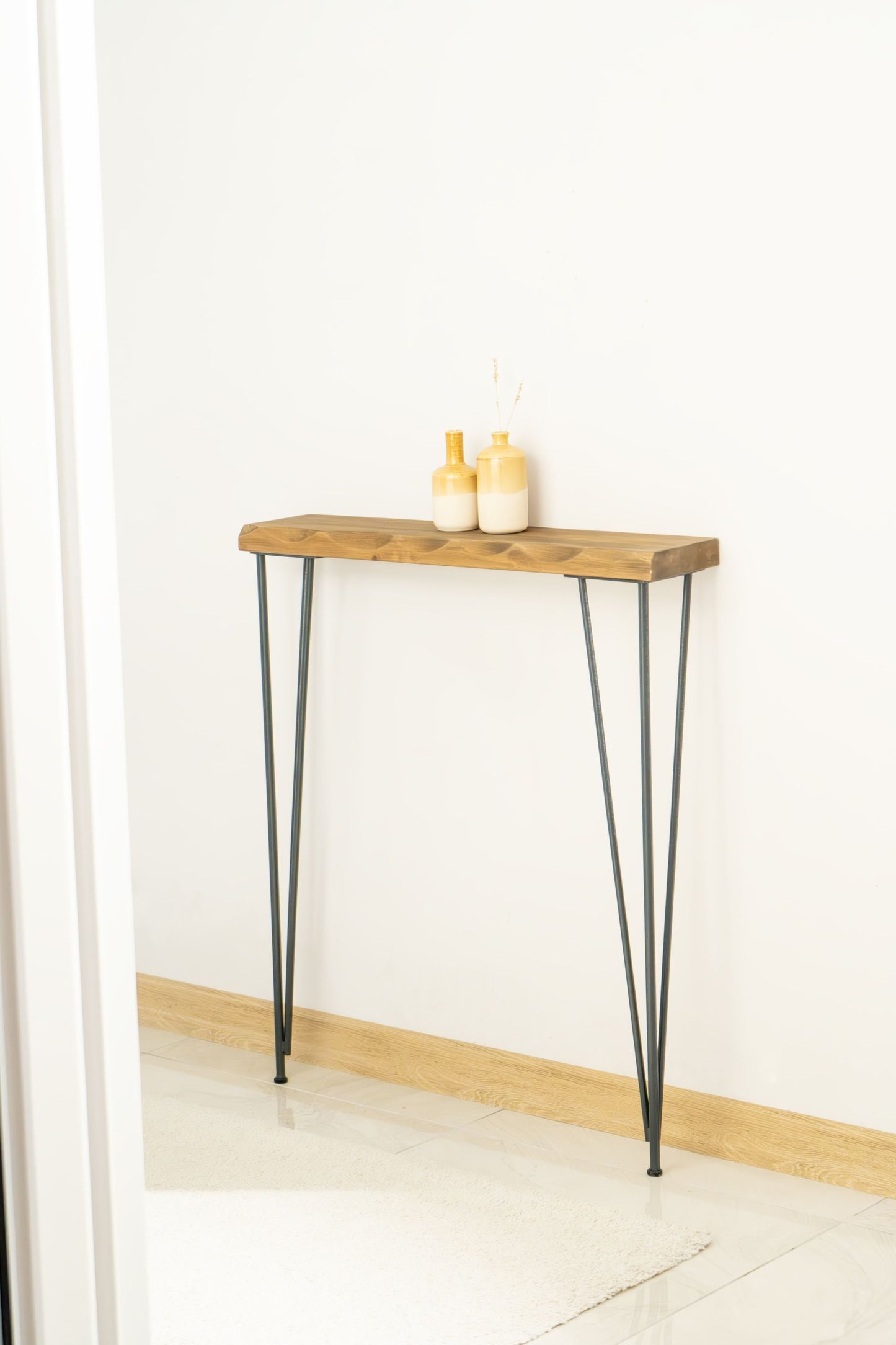 Handmade Natural Wood Walnut Colour Console Table, Entrance Console Table