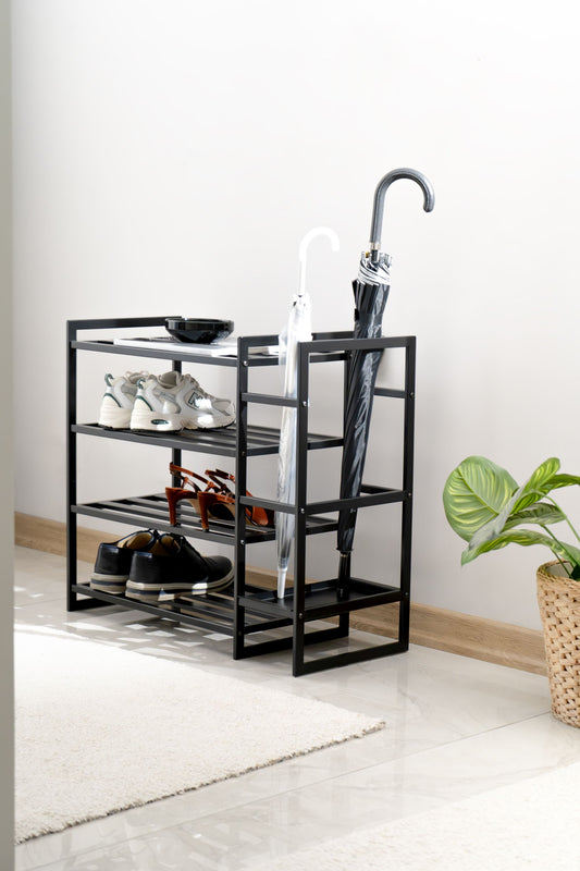 Metal Shoe Rack with Umbrella Holder Detail