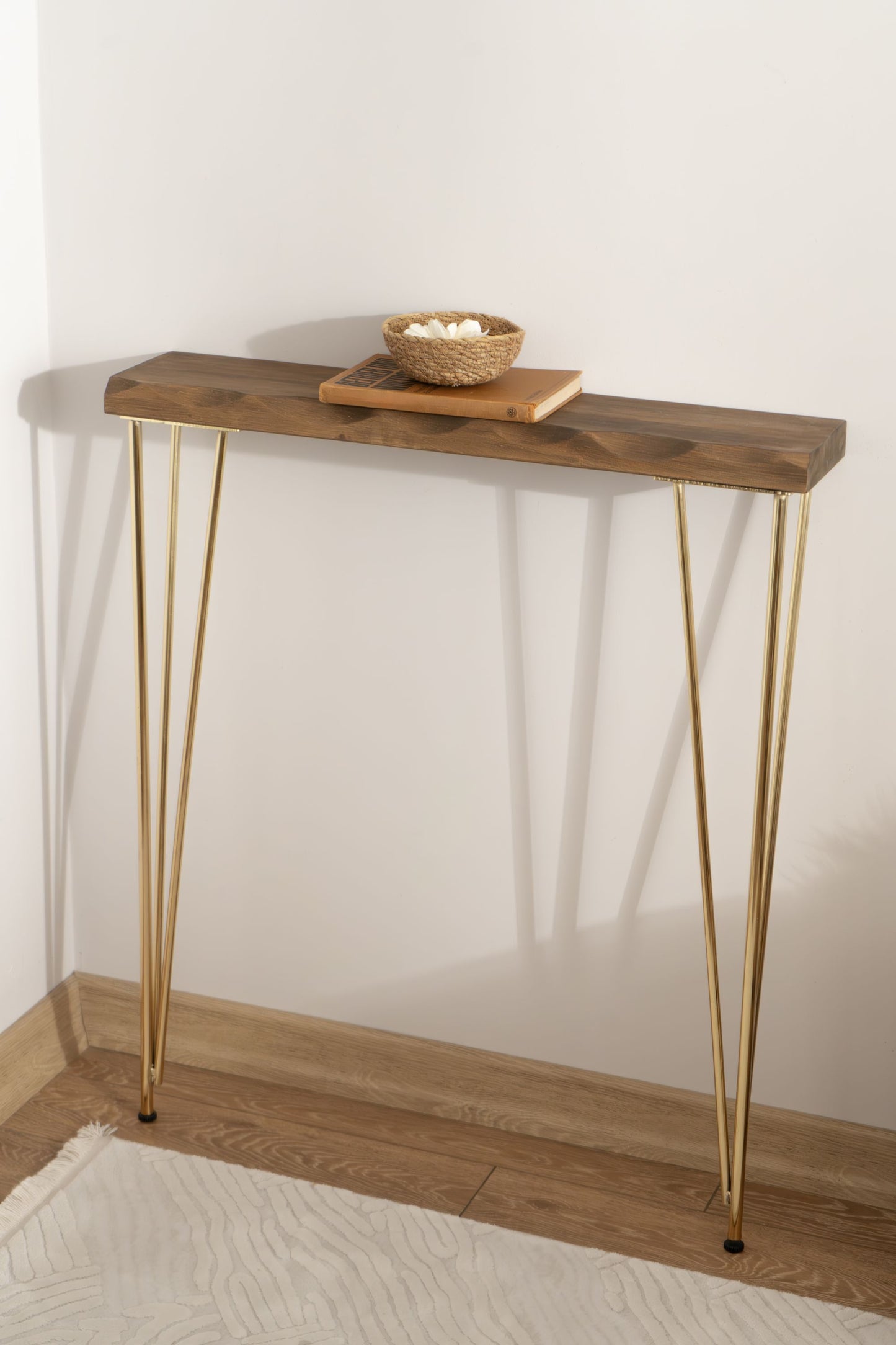 Natural Wood Gold Leg Dresuaruar, Radiator shelf,