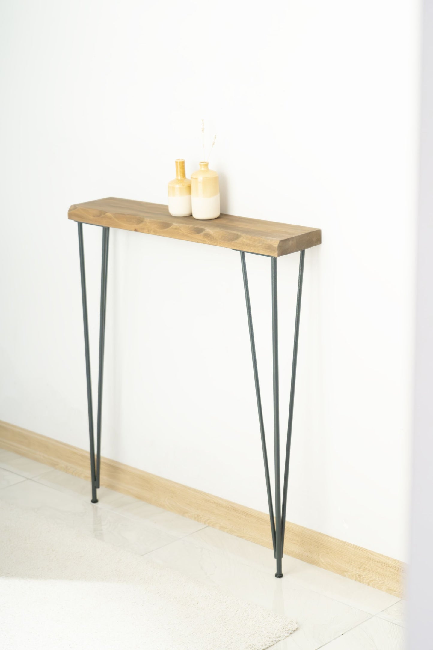 Handmade Natural Wood Walnut Colour Console Table, Entrance Console Table