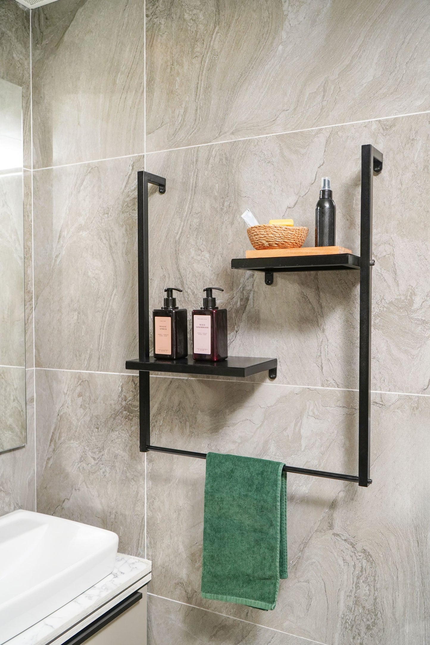 Metal Bath Towel Rack , Bathroom Organiser With Drying Bar