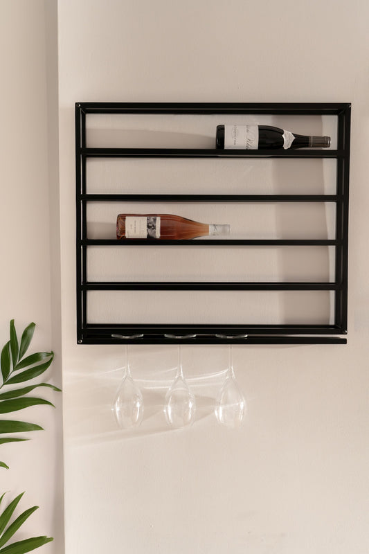 Wall Mounted Wine Rack, Metal Wine Rack, Wine Rack With Glass Holder