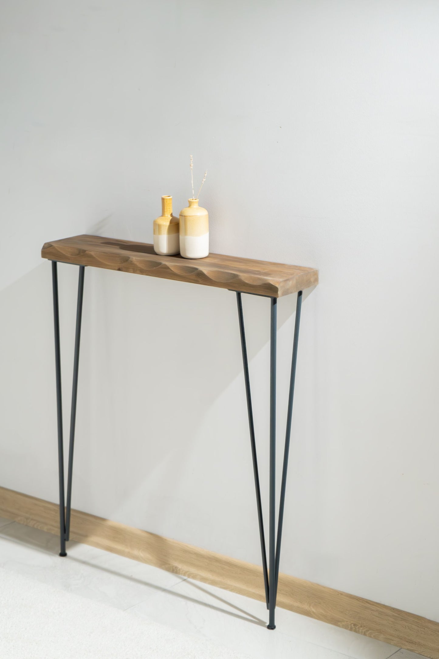 Handmade Natural Wood Walnut Colour Console Table, Entrance Console Table