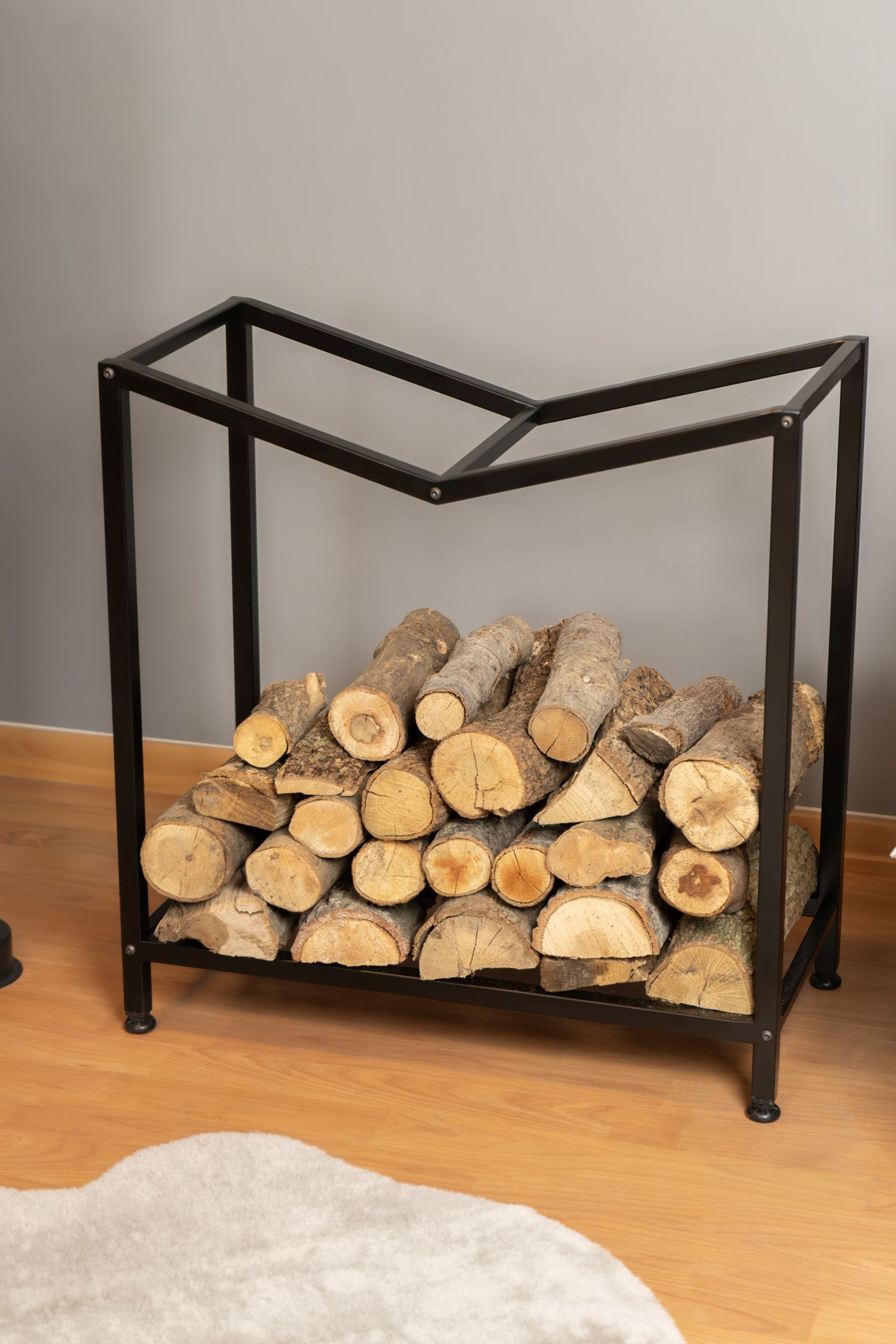 Metal Large Hopper Firewood Rack, Fireplace Wood Storage