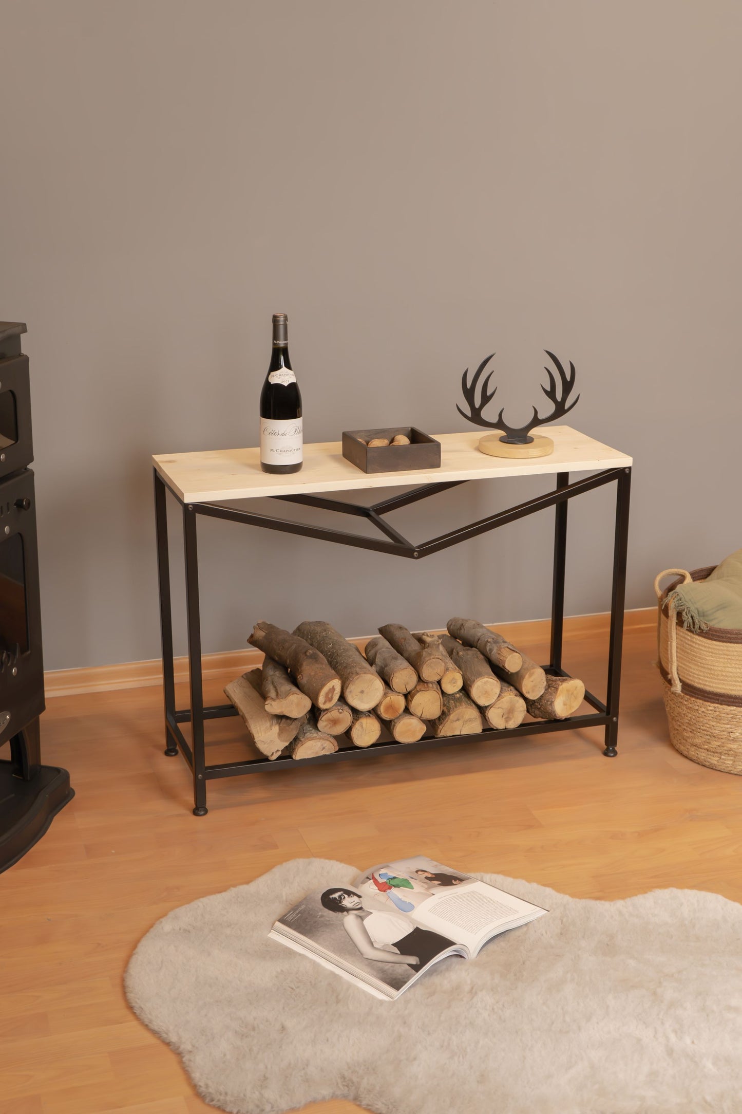 Metal Log Rack for Firewood Storage, Firewood Holder, Firewood Organiser