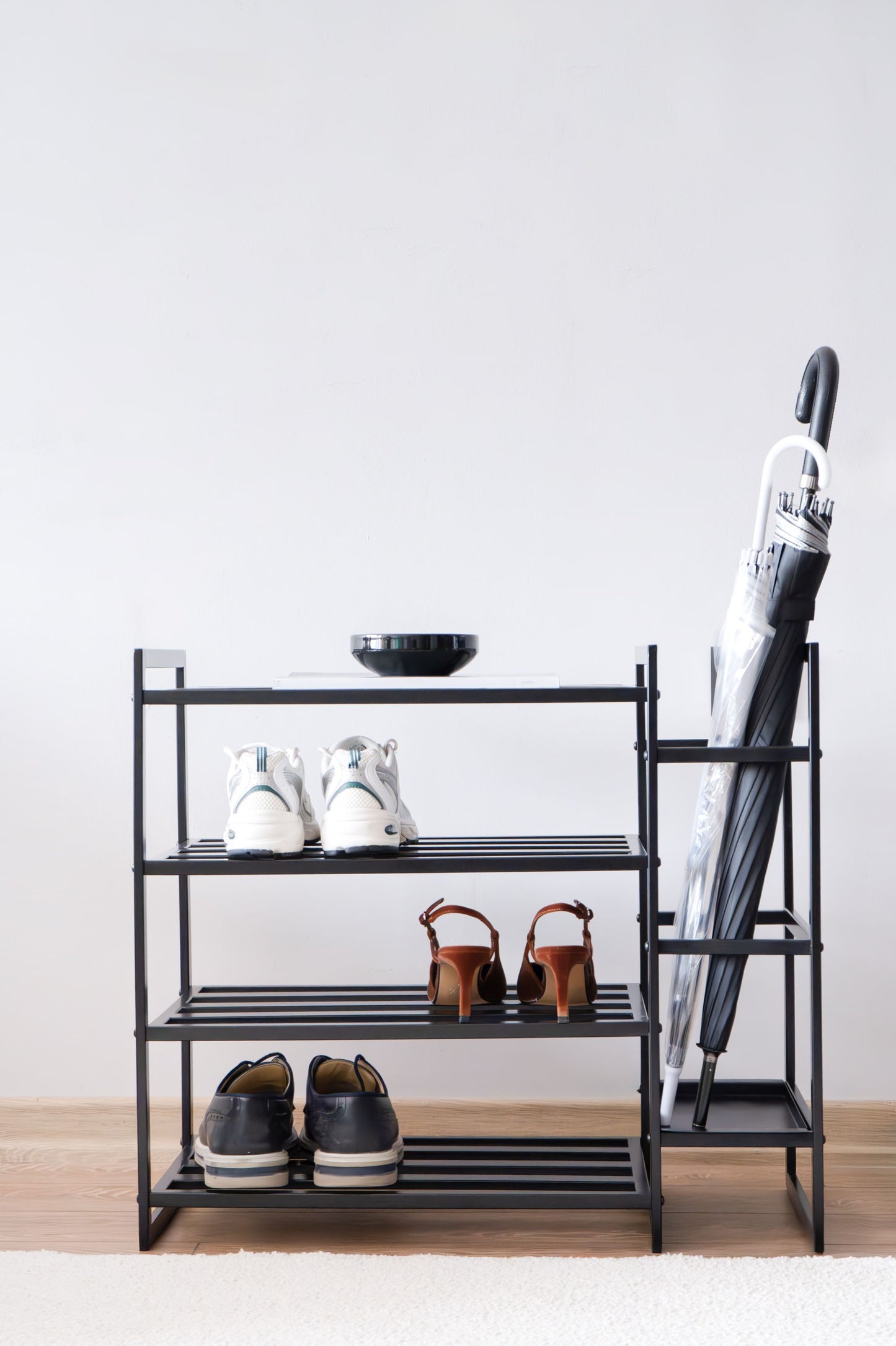 Metal Shoe Rack with Umbrella Holder Detail