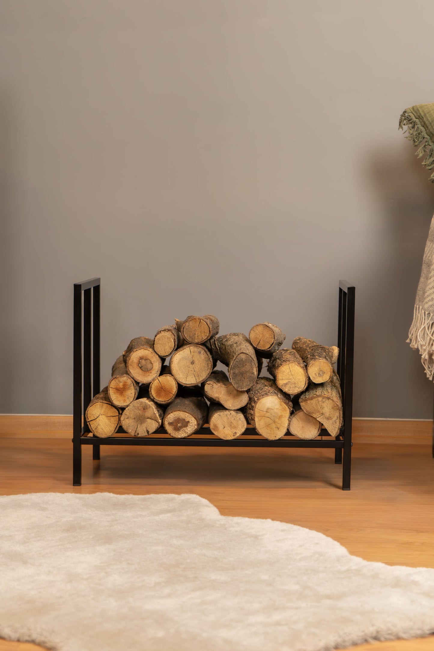 Minimalist Metal Firewood Holder, Portable Log Holder, Home and Garden Furniture Decor