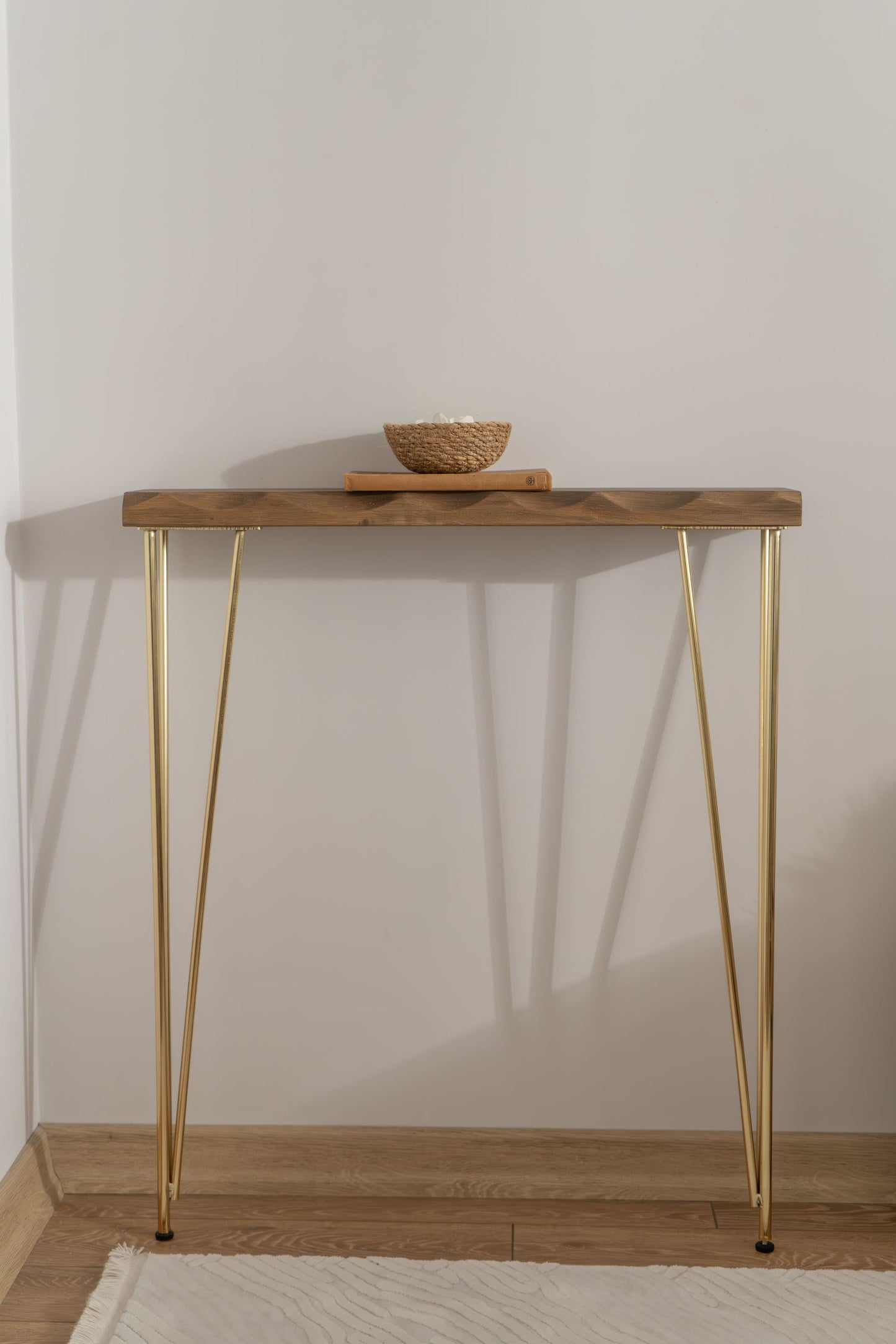 Natural Wood Gold Leg Dresuaruar, Radiator shelf,