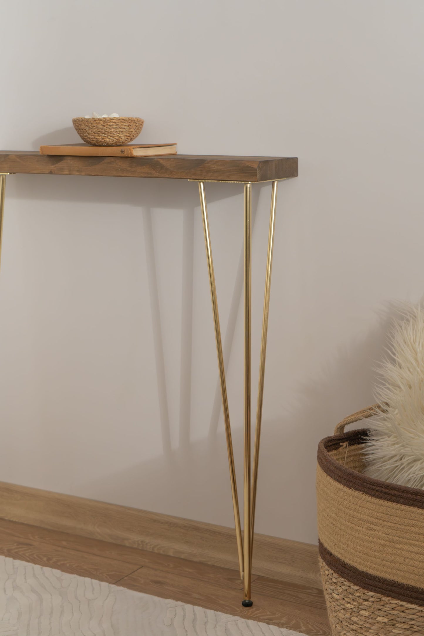 Natural Wood Gold Leg Dresuaruar, Radiator shelf,