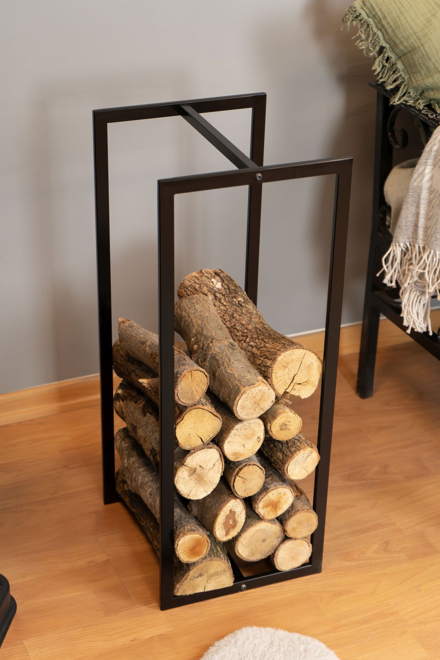 Metal Small Firewood Holder , Portable Indoor Firewood Storage