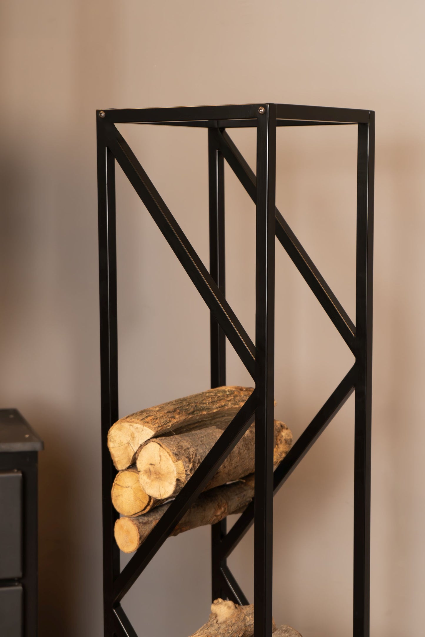 Metal Firewood Holder, Firewood Rack, Decorative Fireplace Wood Hoder