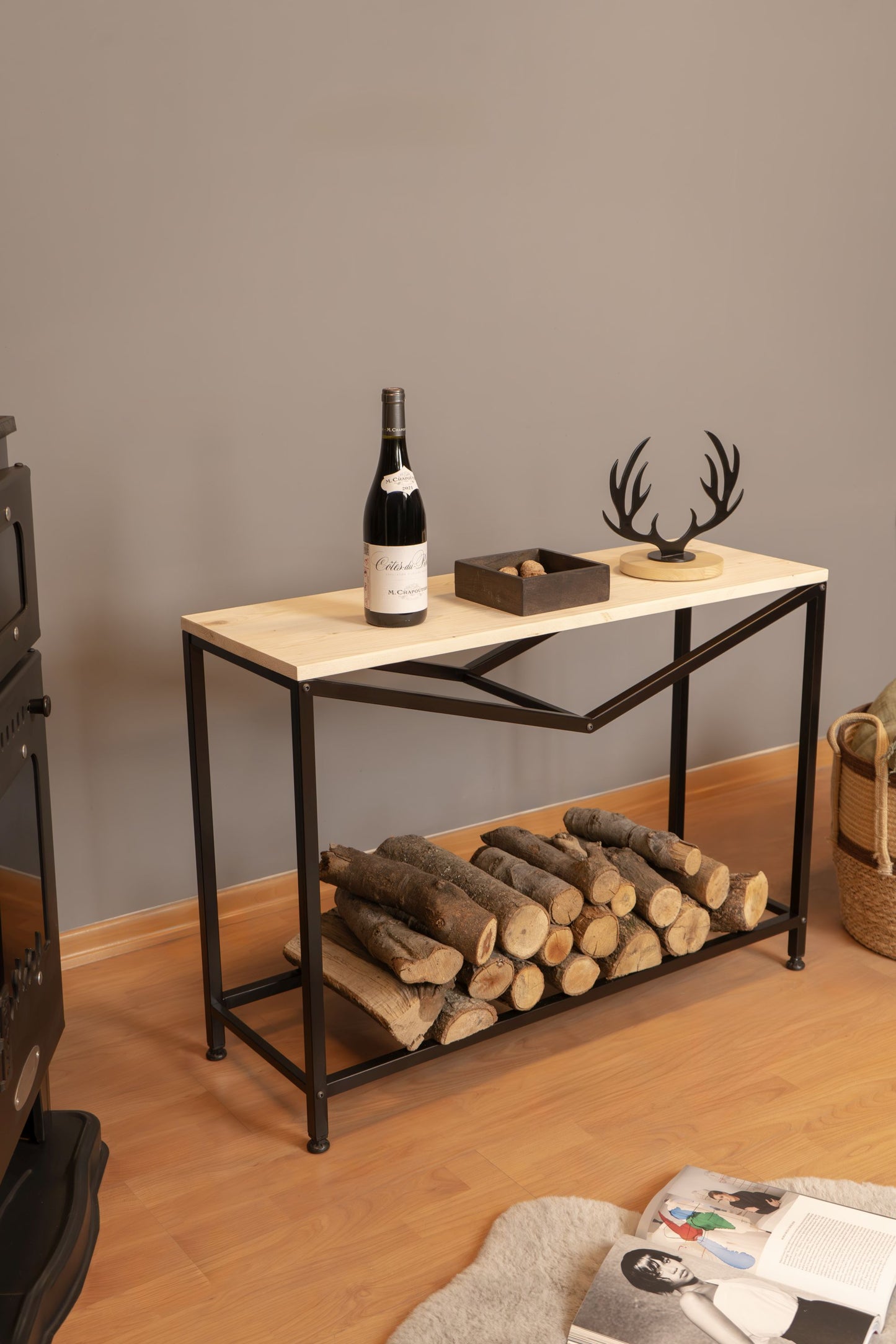 Metal Log Rack for Firewood Storage, Firewood Holder, Firewood Organiser