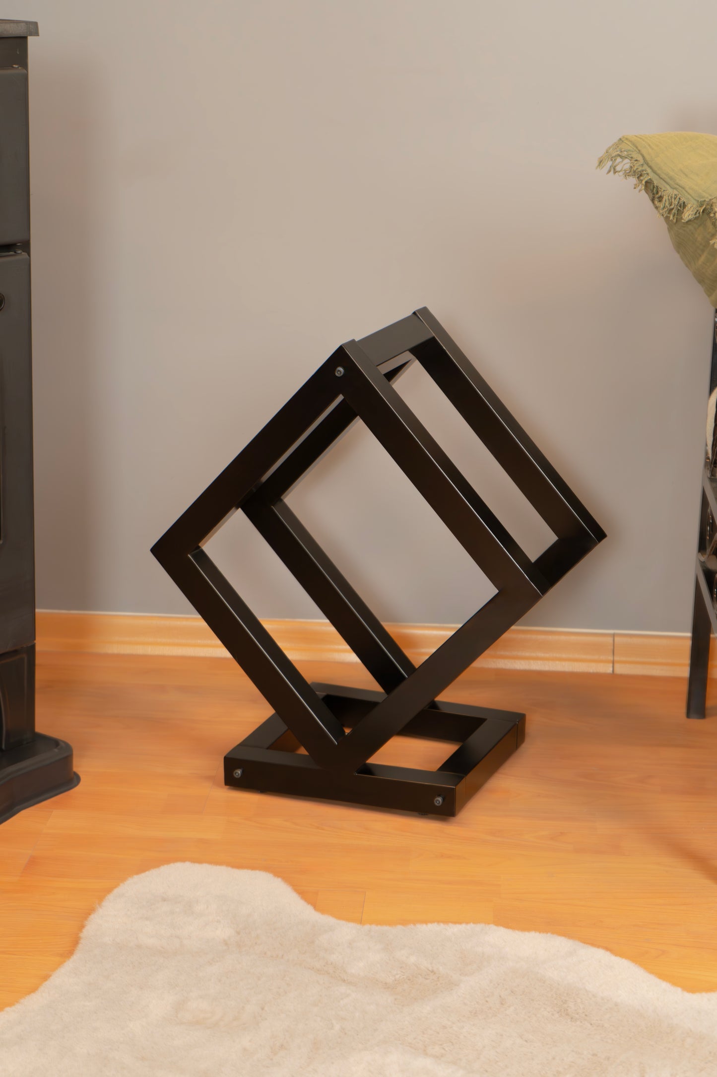 Metal Fireplace Wood Rack, Metal Log Holder, Fireplace Accessory, Home and Garden Decoration,