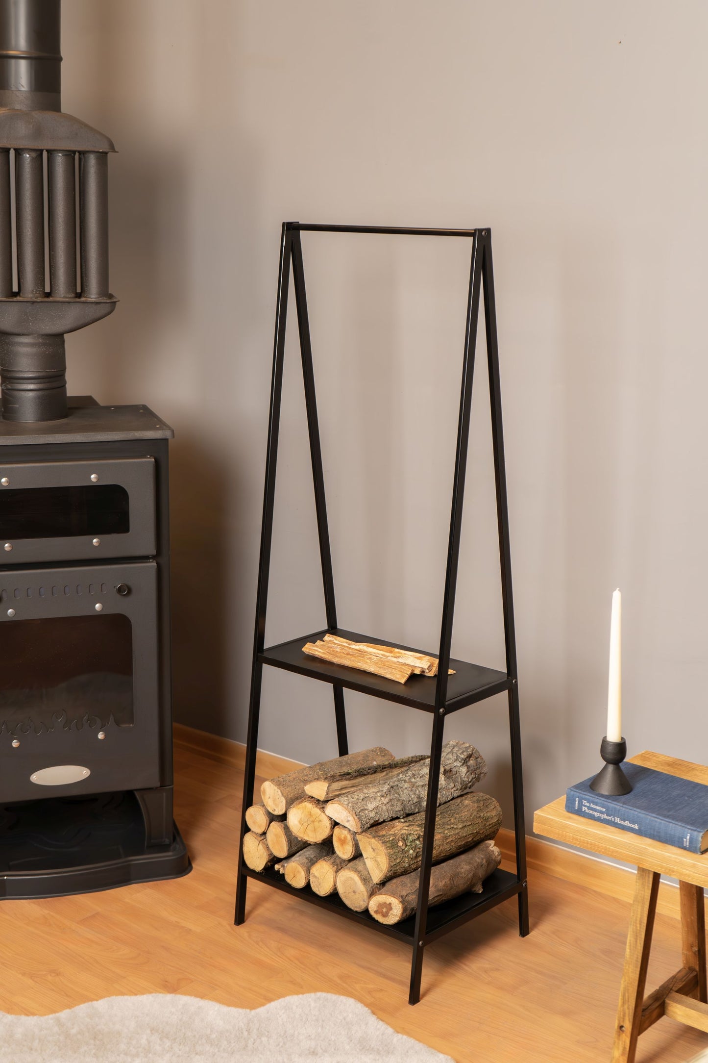 Metal Wood Holder, Fireplace Wood Storage, Gift For Dad