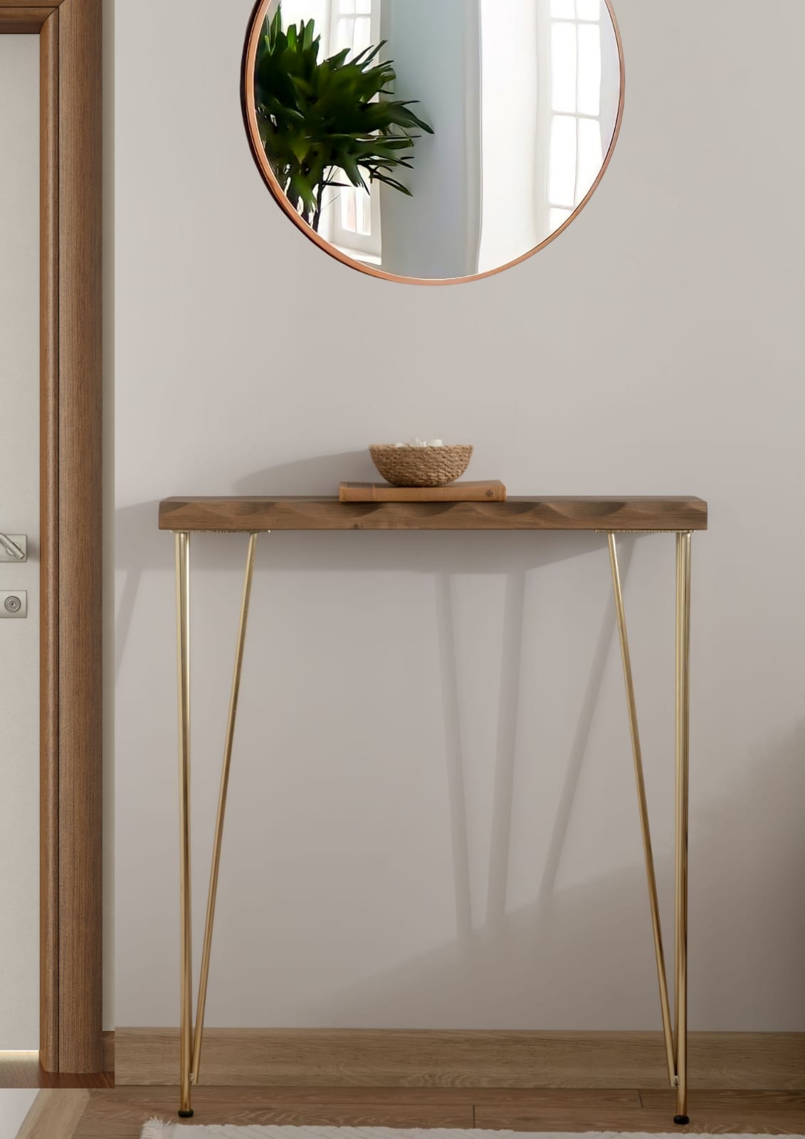 Natural Wood Gold Leg Dresuaruar, Radiator shelf,