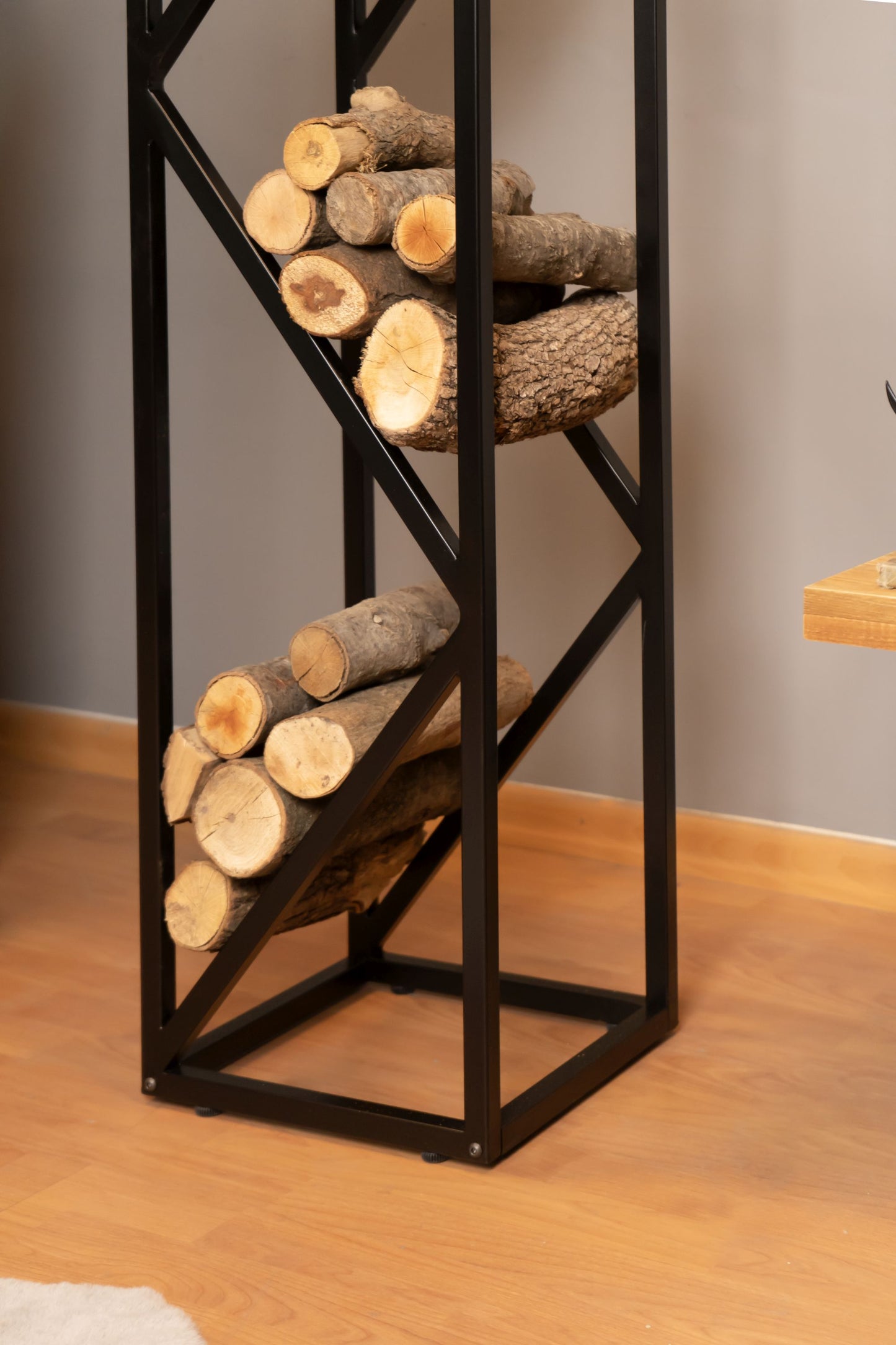 Metal Firewood Holder, Firewood Rack, Decorative Fireplace Wood Hoder