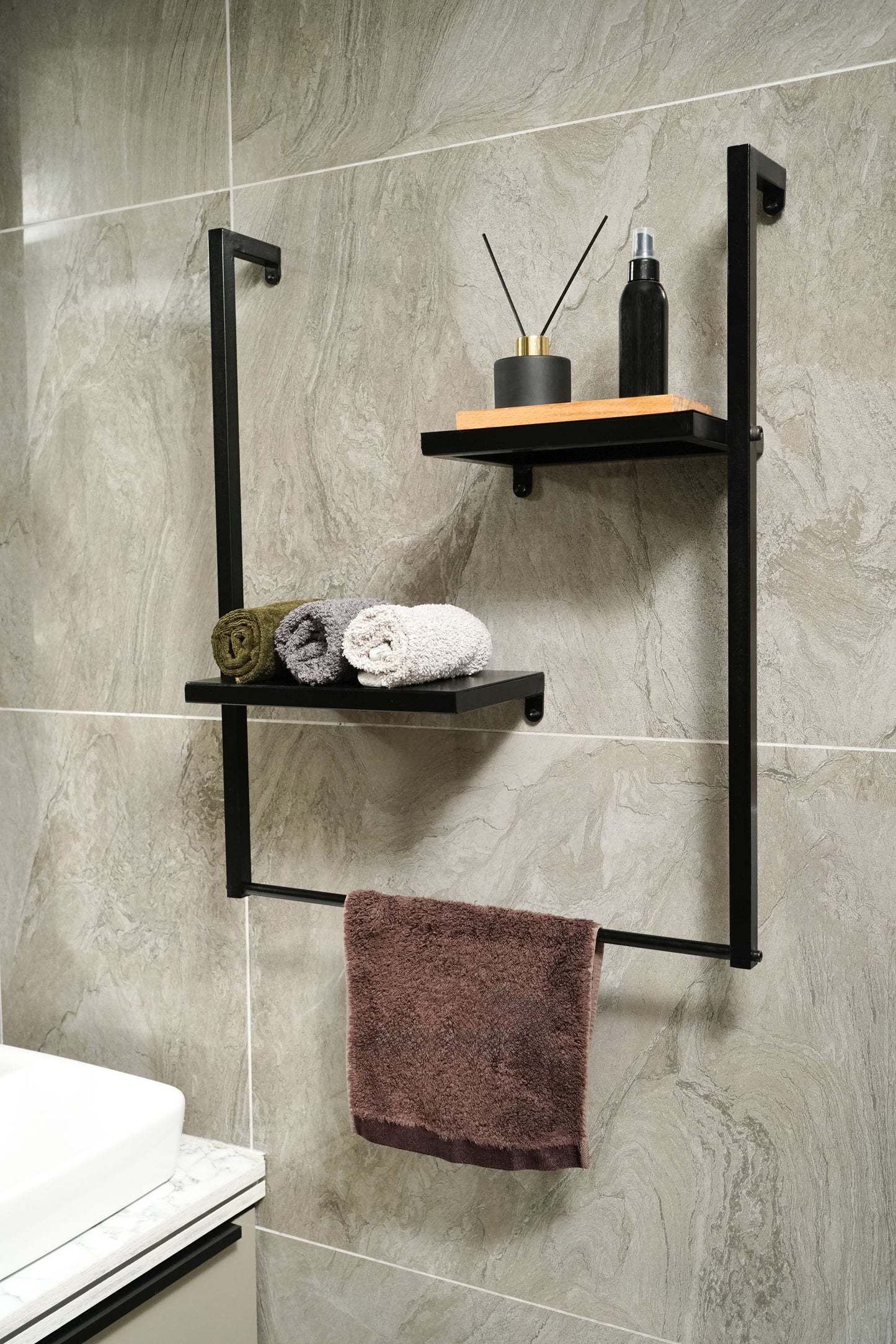 Metal Bath Towel Rack , Bathroom Organiser With Drying Bar