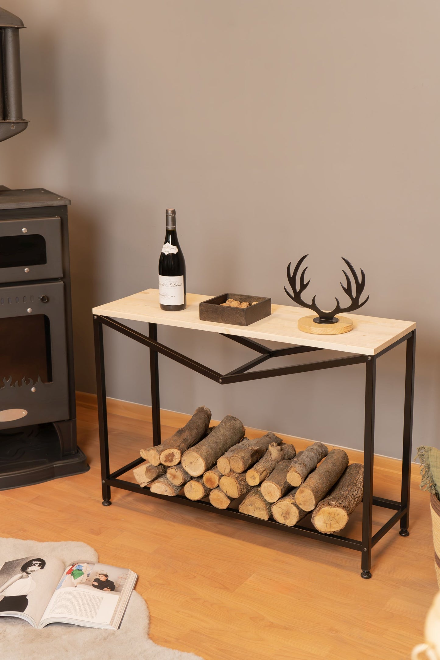 Metal Log Rack for Firewood Storage, Firewood Holder, Firewood Organiser