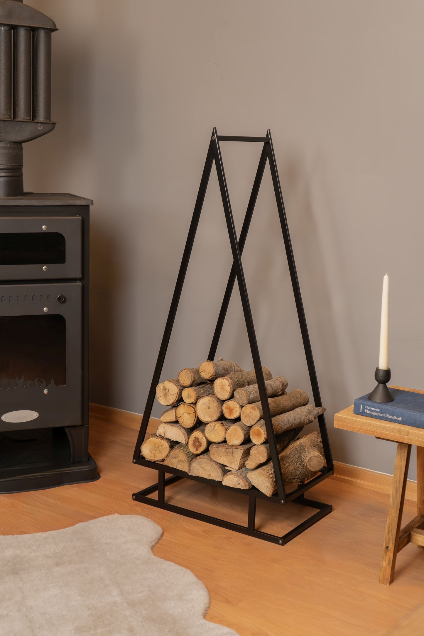 Pine Shape Metal Wood Holder, Fireplace Wood Holder, Home Gift